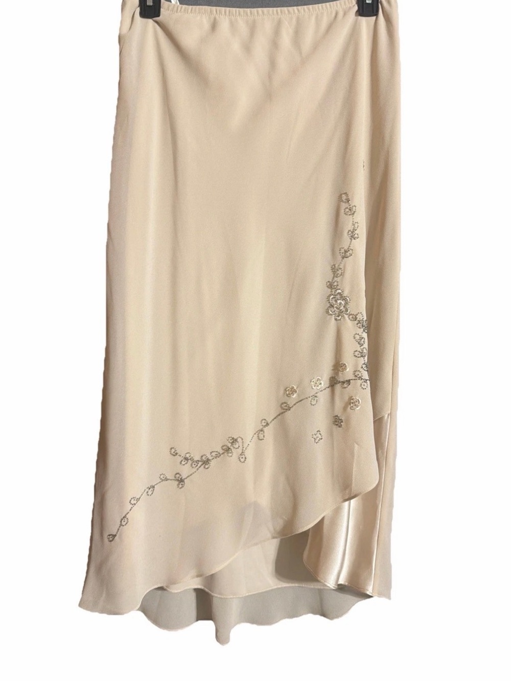 Vintage Dress Barn chiffonBeaded tiered Midi Skirt Cream Fairycore Boho Sz 14